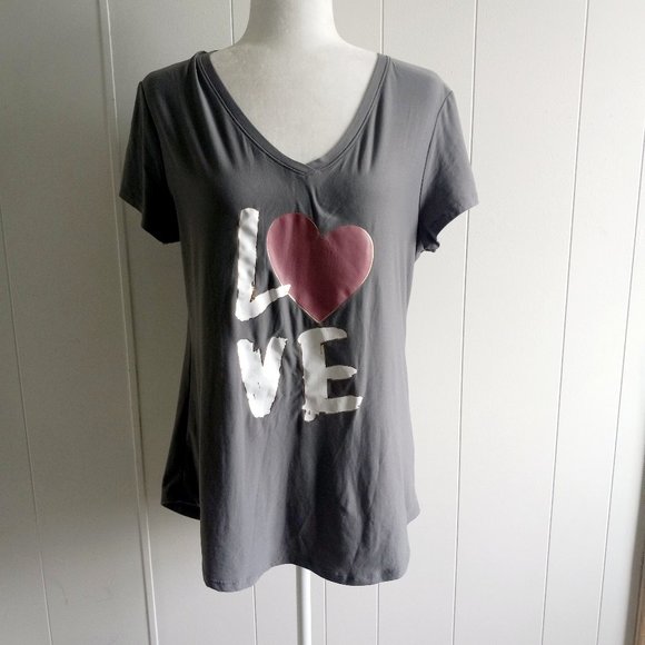 No Boundaries Tops - No Boundaries "LOVE" Cap Sleeve V-neck Tee